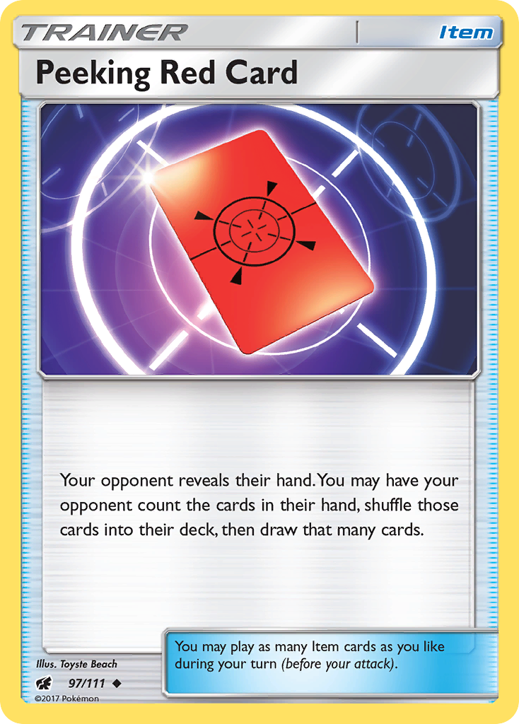 Peeking Red Card (97/111) [Sun & Moon: Crimson Invasion] | Black Swamp Games