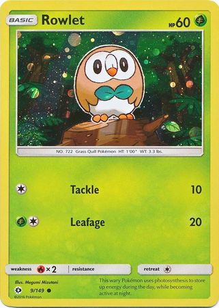 Rowlet (9/149) (Cosmos Holo) [Sun & Moon: Base Set] | Black Swamp Games