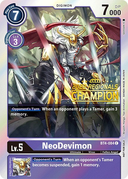 NeoDevimon [BT4-084] (2022 Championship Online Regional) (Online Champion) [Great Legend Promos] | Black Swamp Games