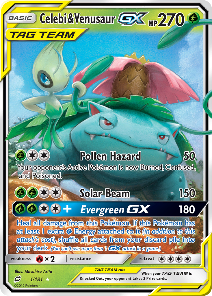 Celebi & Venusaur GX (1/181) [Sun & Moon: Team Up] | Black Swamp Games