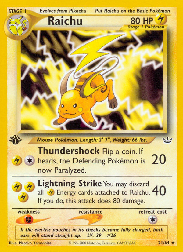 Raichu (21/64) [Neo Revelation 1st Edition] | Black Swamp Games