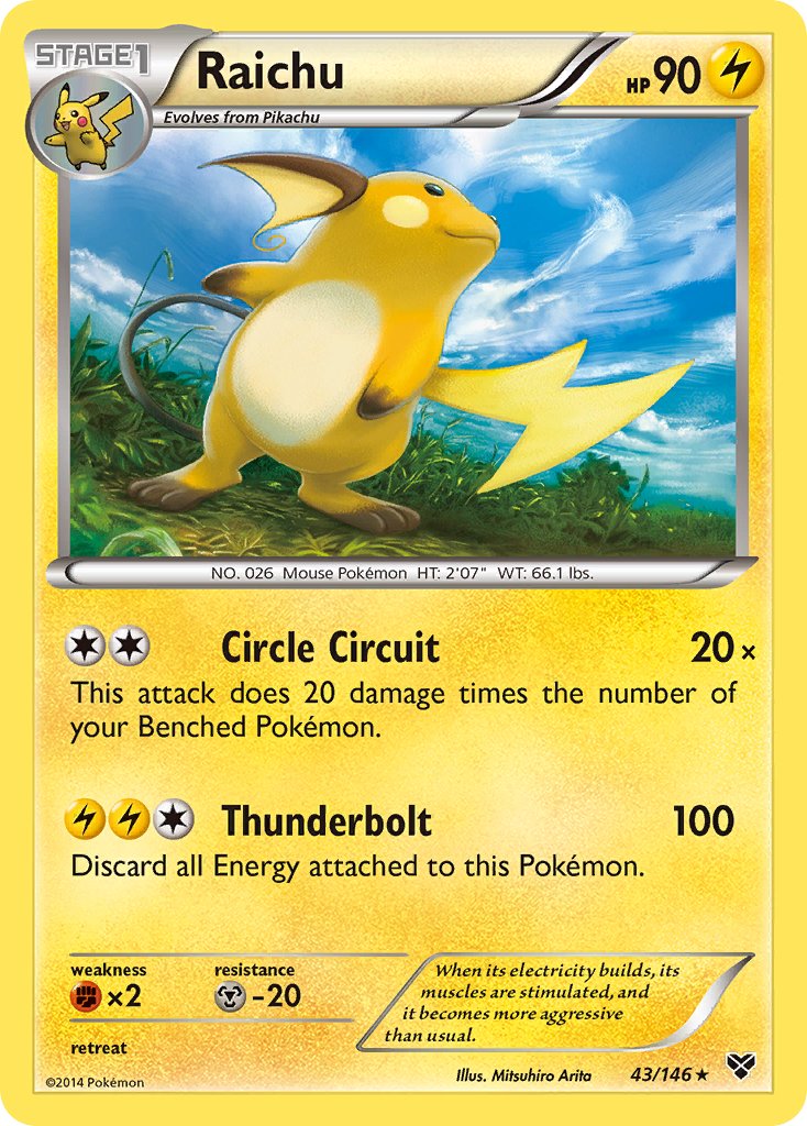 Raichu (43/146) (Battle Arena Deck Exclusive) (Theme Deck Exclusive) [XY: Base Set] | Black Swamp Games