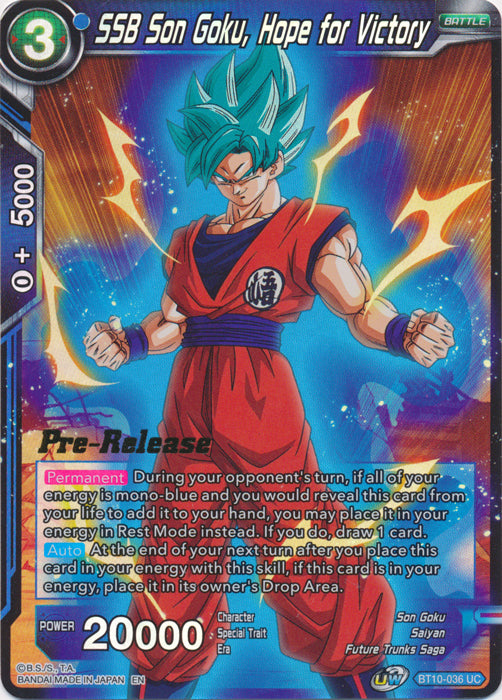 SSB Son Goku, Hope for Victory (BT10-036) [Rise of the Unison Warrior Prerelease Promos] | Black Swamp Games