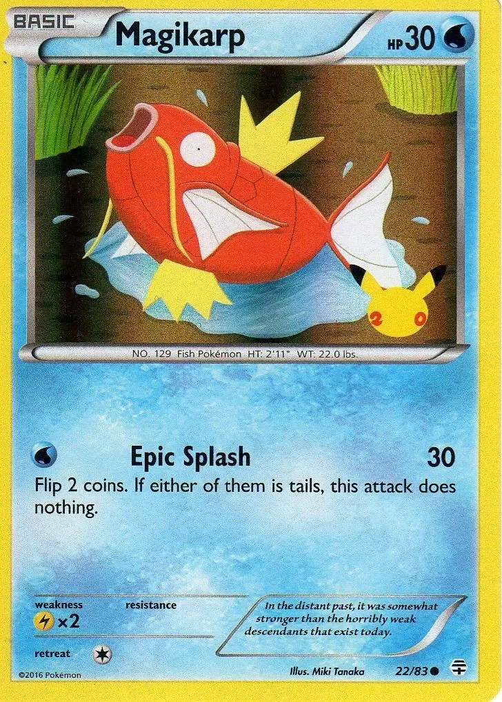 Magikarp (22/83) (20th Anniversary Stamp) [XY: Generations] | Black Swamp Games