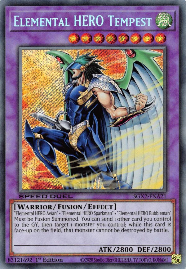 Elemental HERO Tempest [SGX2-ENA21] Secret Rare | Black Swamp Games