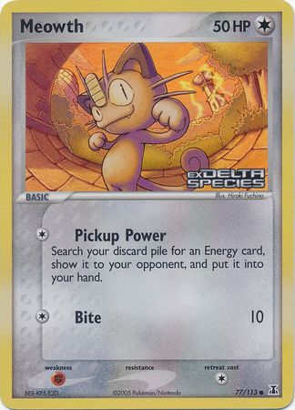 Meowth (77/113) (Stamped) [EX: Delta Species] | Black Swamp Games