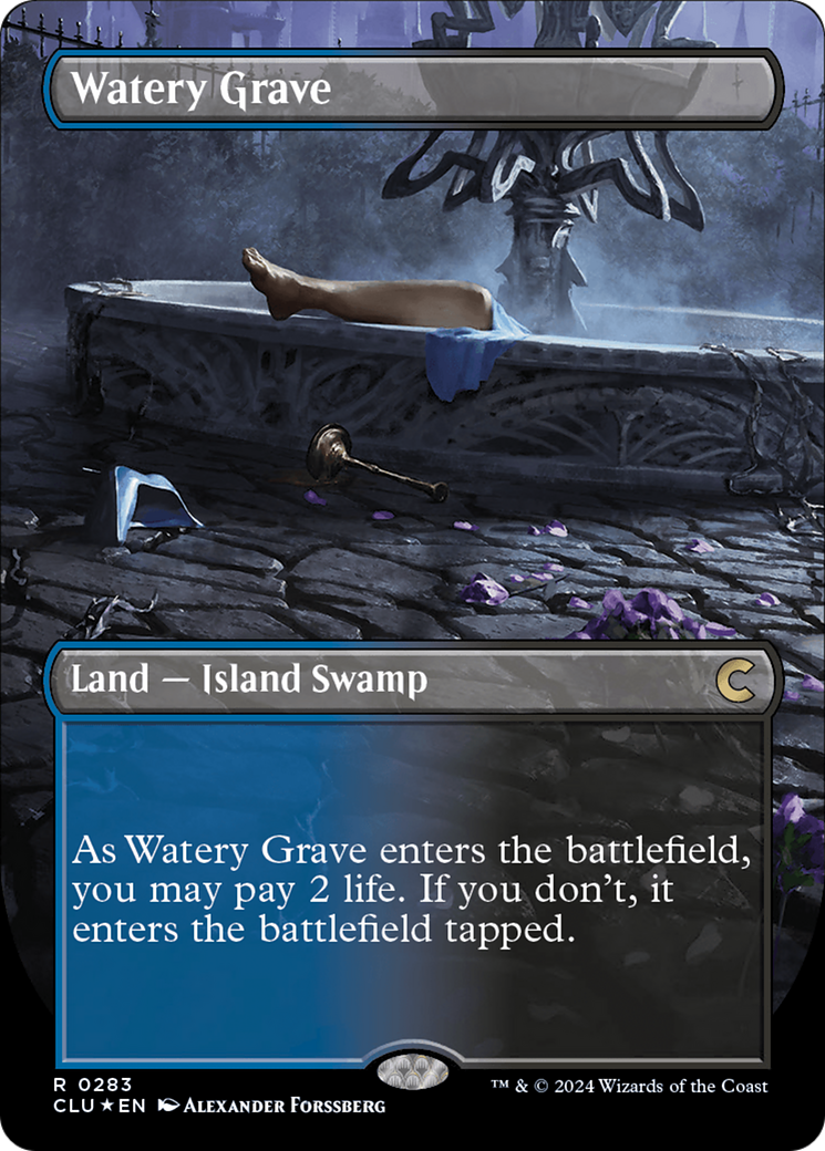 Watery Grave (Borderless) [Ravnica: Clue Edition] | Black Swamp Games