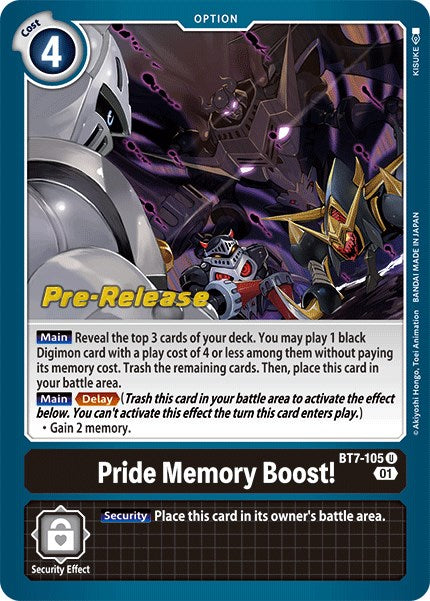 Pride Memory Boost! [BT7-105] [Next Adventure Pre-Release Cards] | Black Swamp Games