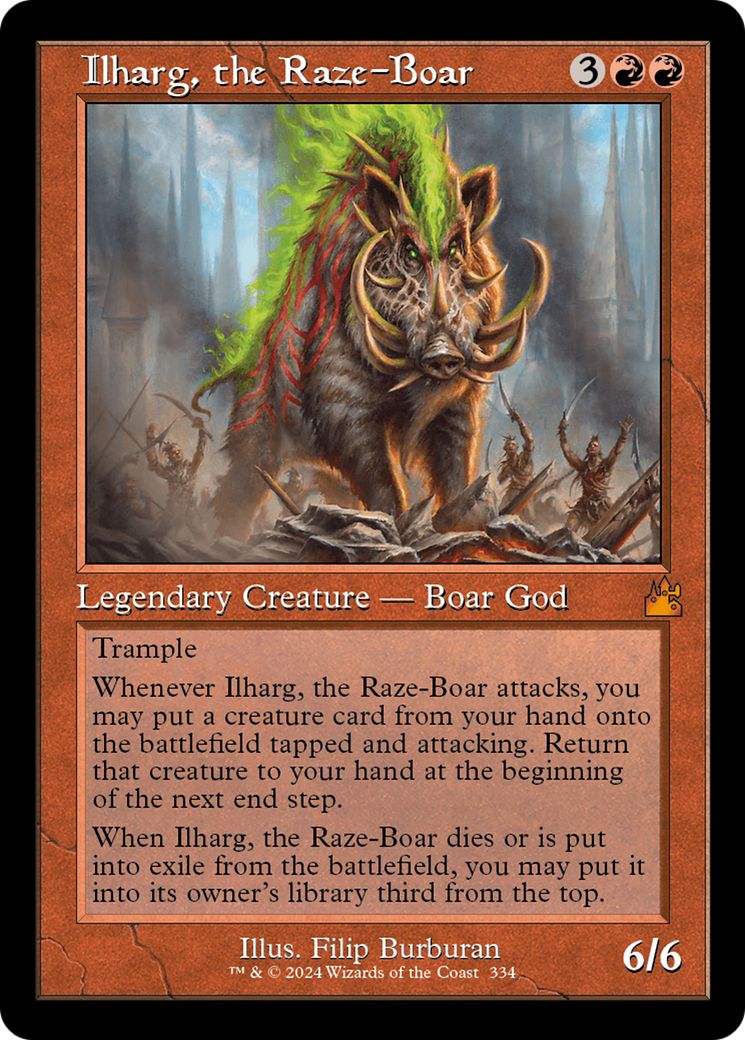 Ilharg, the Raze-Boar (Retro Frame) [Ravnica Remastered] | Black Swamp Games