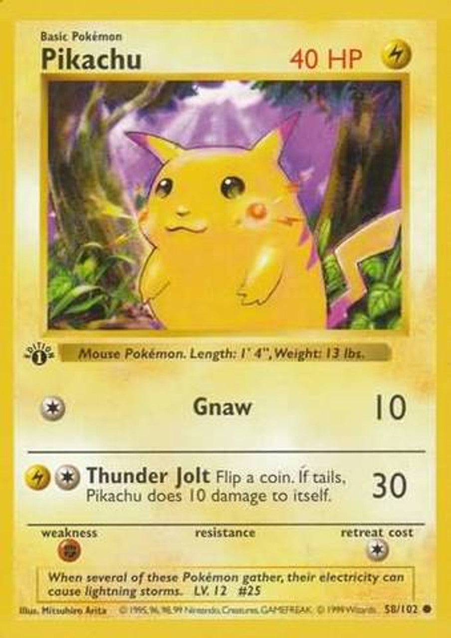 Pikachu (58/102) (Red Cheeks Misprint) [Base Set 1st Edition] | Black Swamp Games