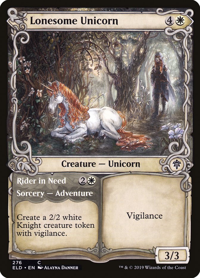 Lonesome Unicorn // Rider in Need (Showcase) [Throne of Eldraine] | Black Swamp Games