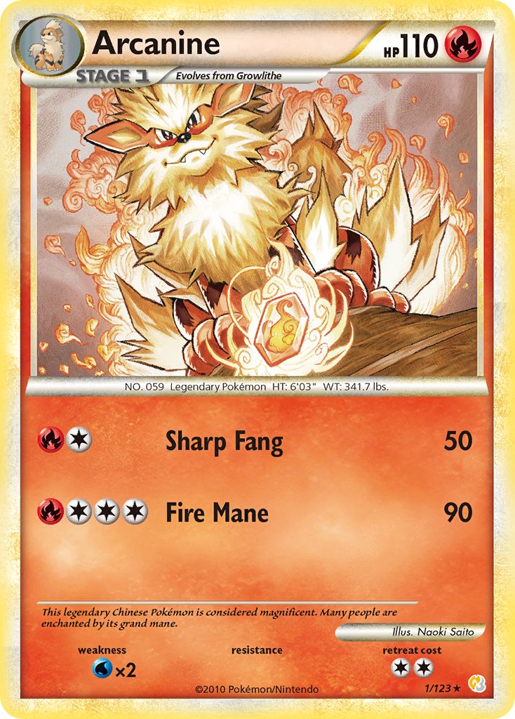 Arcanine (1/123) (Theme Deck Exclusive) [HeartGold & SoulSilver: Base Set] | Black Swamp Games