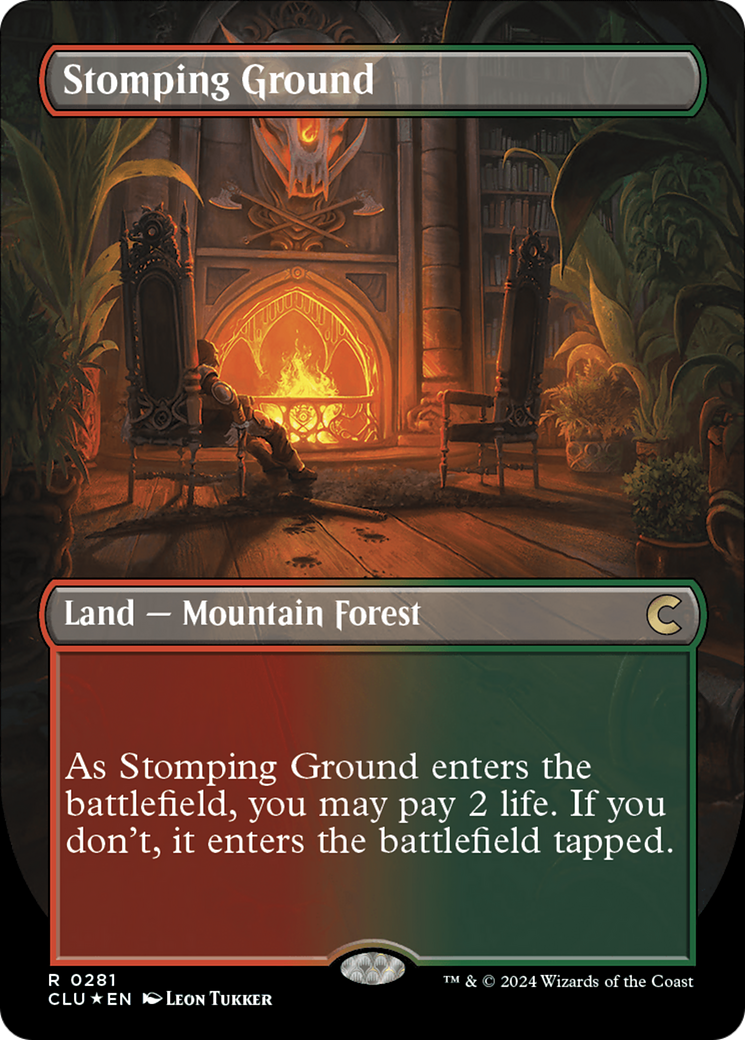 Stomping Ground (Borderless) [Ravnica: Clue Edition] | Black Swamp Games