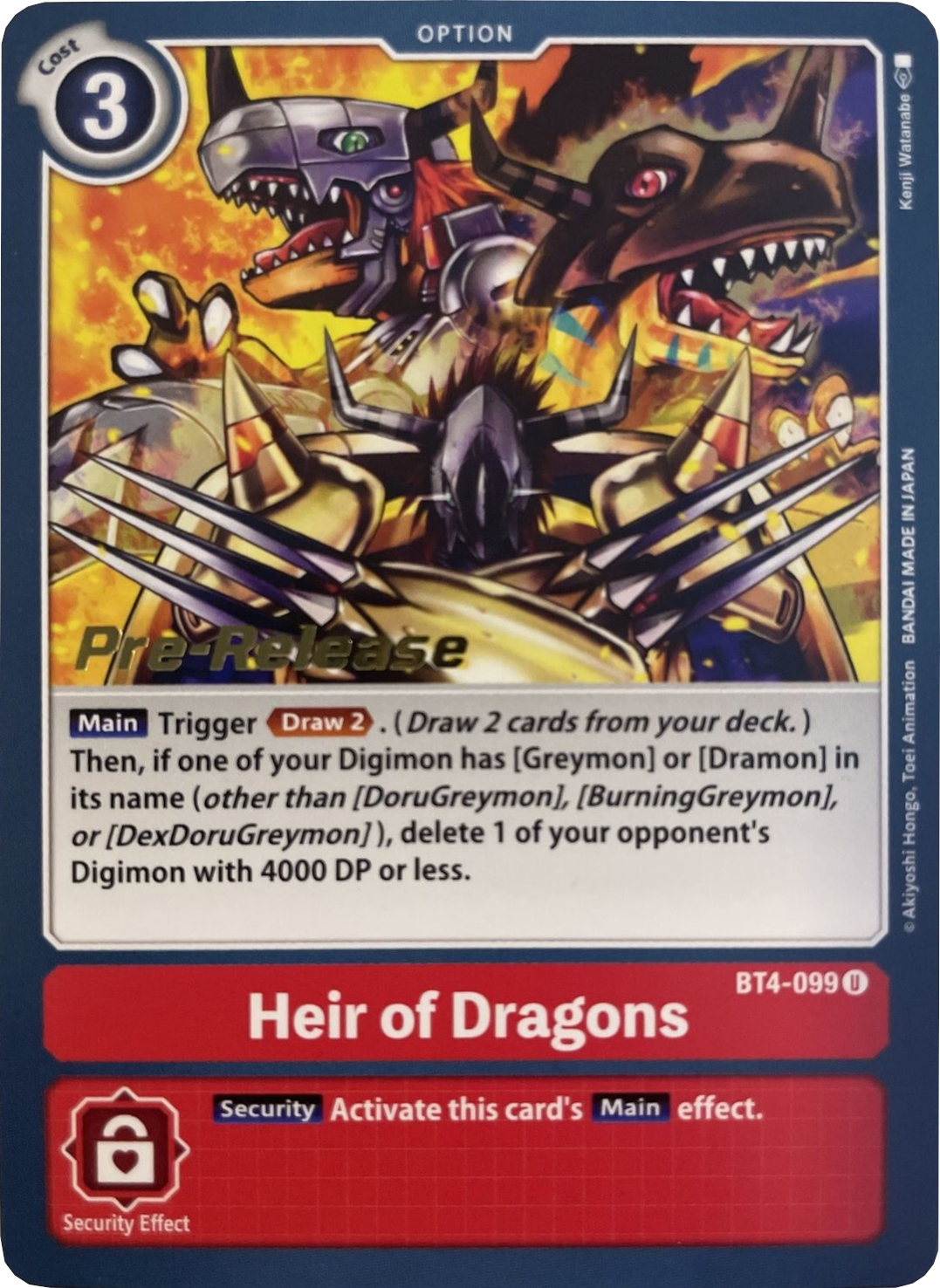 Heir of Dragons [BT4-099] [Great Legend Pre-Release Promos] | Black Swamp Games