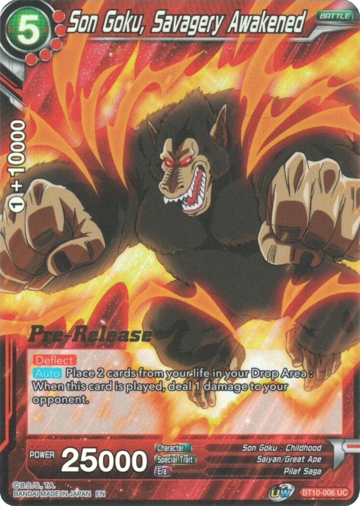 Son Goku, Savagery Awakened (BT10-006) [Rise of the Unison Warrior Prerelease Promos] | Black Swamp Games