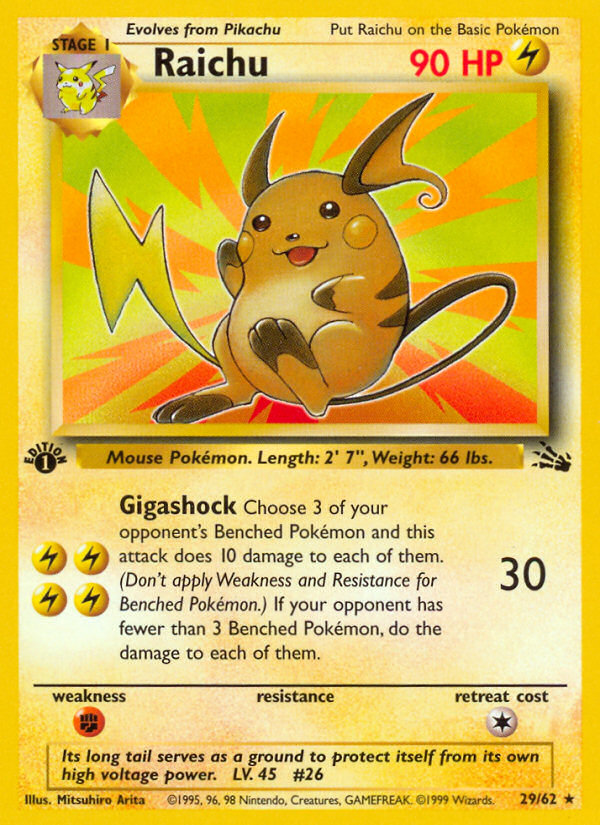 Raichu (29/62) [Fossil 1st Edition] | Black Swamp Games