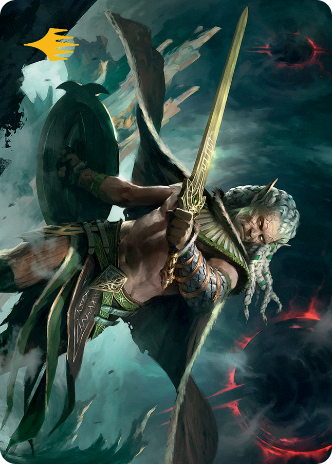 Serpent-Blade Assailant Art Card (40) (Gold-Stamped Signature) [March of the Machine Art Series] | Black Swamp Games