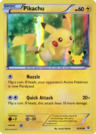 Pikachu (26/83) (20th Anniversary) [XY: Generations] | Black Swamp Games