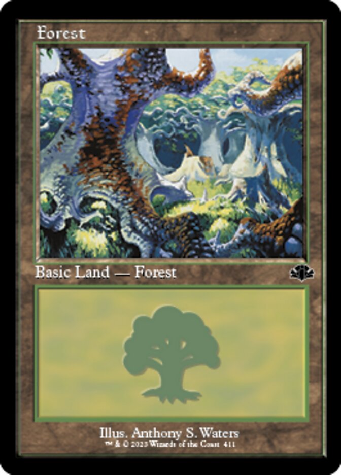 Forest (411) (Retro) [Dominaria Remastered] | Black Swamp Games