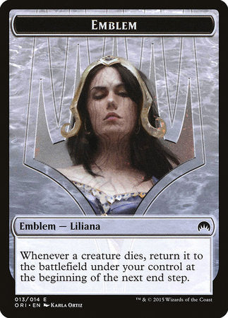 Emblem - Liliana, Defiant Necromancer [Magic Origins Tokens] | Black Swamp Games