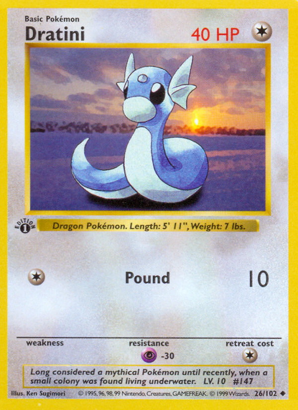 Dratini (26/102) (Shadowless) [Base Set 1st Edition] | Black Swamp Games