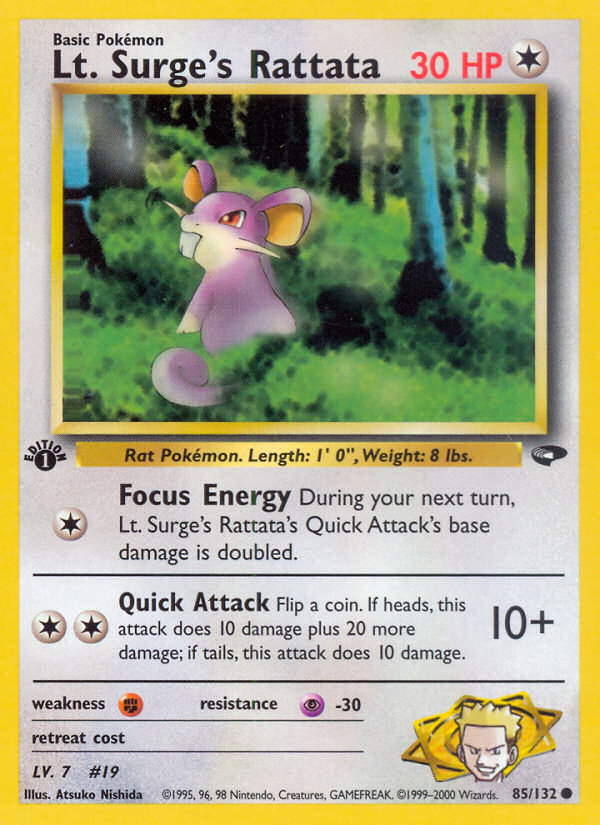 Lt. Surge's Rattata (85/132) [Gym Challenge 1st Edition] | Black Swamp Games