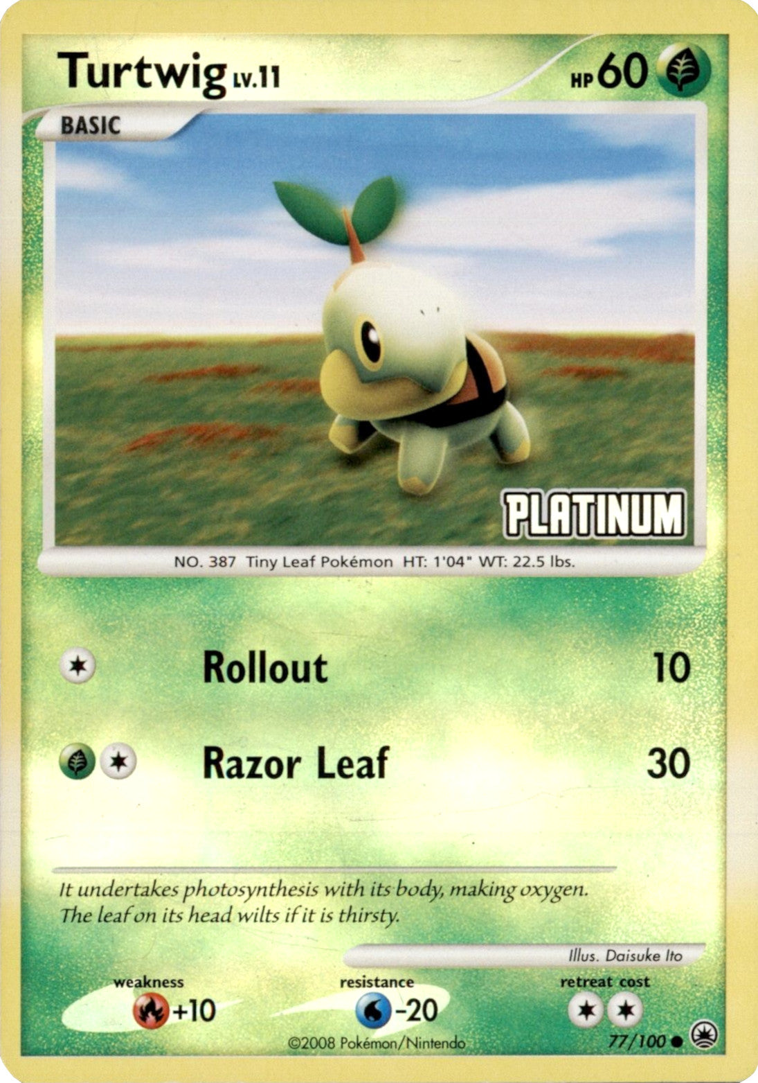 Turtwig LV.11 (77/100) (Platinum) [Burger King Promos: 2008 Collection] | Black Swamp Games