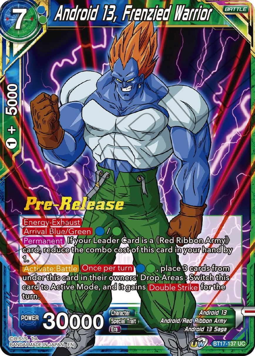 Android 13, Frenzied Warrior (BT17-137) [Ultimate Squad Prerelease Promos] | Black Swamp Games