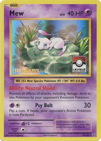 Mew (53/108) (League Promo 1st Place) [XY: Evolutions] | Black Swamp Games