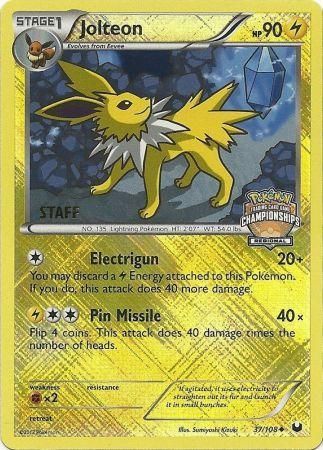 Jolteon (37/108) (Regional Championship 2013 Promo Staff) [Black & White: Dark Explorers] | Black Swamp Games