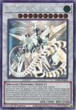 Crystal Clear Wing Synchro Dragon [LED8-EN005] Ghost Rare | Black Swamp Games