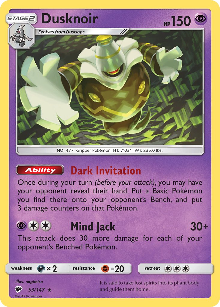 Dusknoir (53/147) (Theme Deck Exclusive) [Sun & Moon: Burning Shadows] | Black Swamp Games