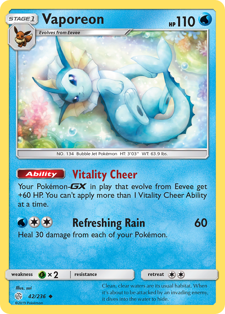 Vaporeon (42/236) [Sun & Moon: Cosmic Eclipse] | Black Swamp Games