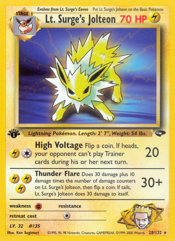 Lt. Surge's Jolteon (28/132) [Gym Challenge 1st Edition] | Black Swamp Games