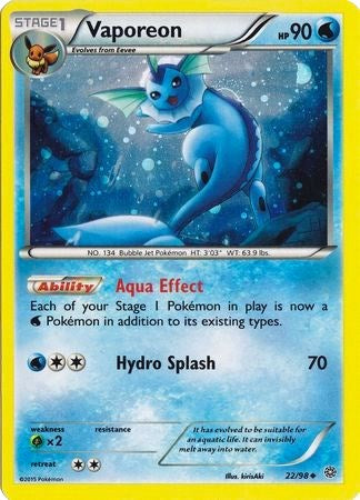 Vaporeon (22/98) (Cosmos Holo) [XY: Ancient Origins] | Black Swamp Games