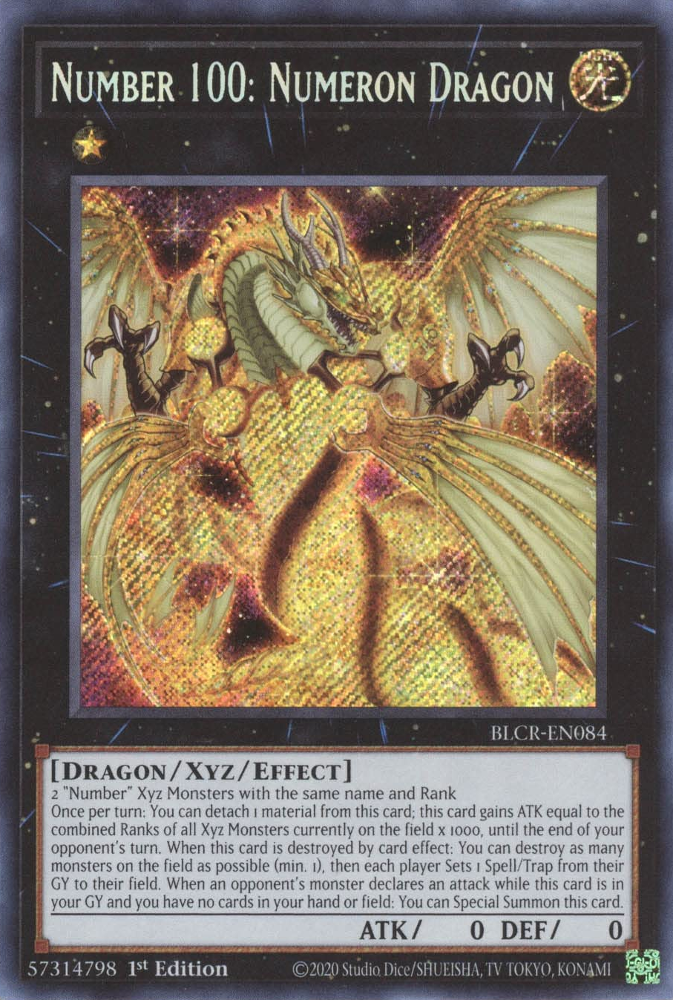 Number 100: Numeron Dragon [BLCR-EN084] Secret Rare | Black Swamp Games