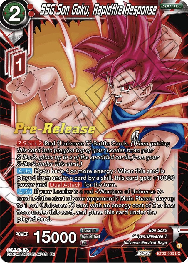 SSG Son Goku, Rapidfire Response (BT20-003) [Power Absorbed Prerelease Promos] | Black Swamp Games