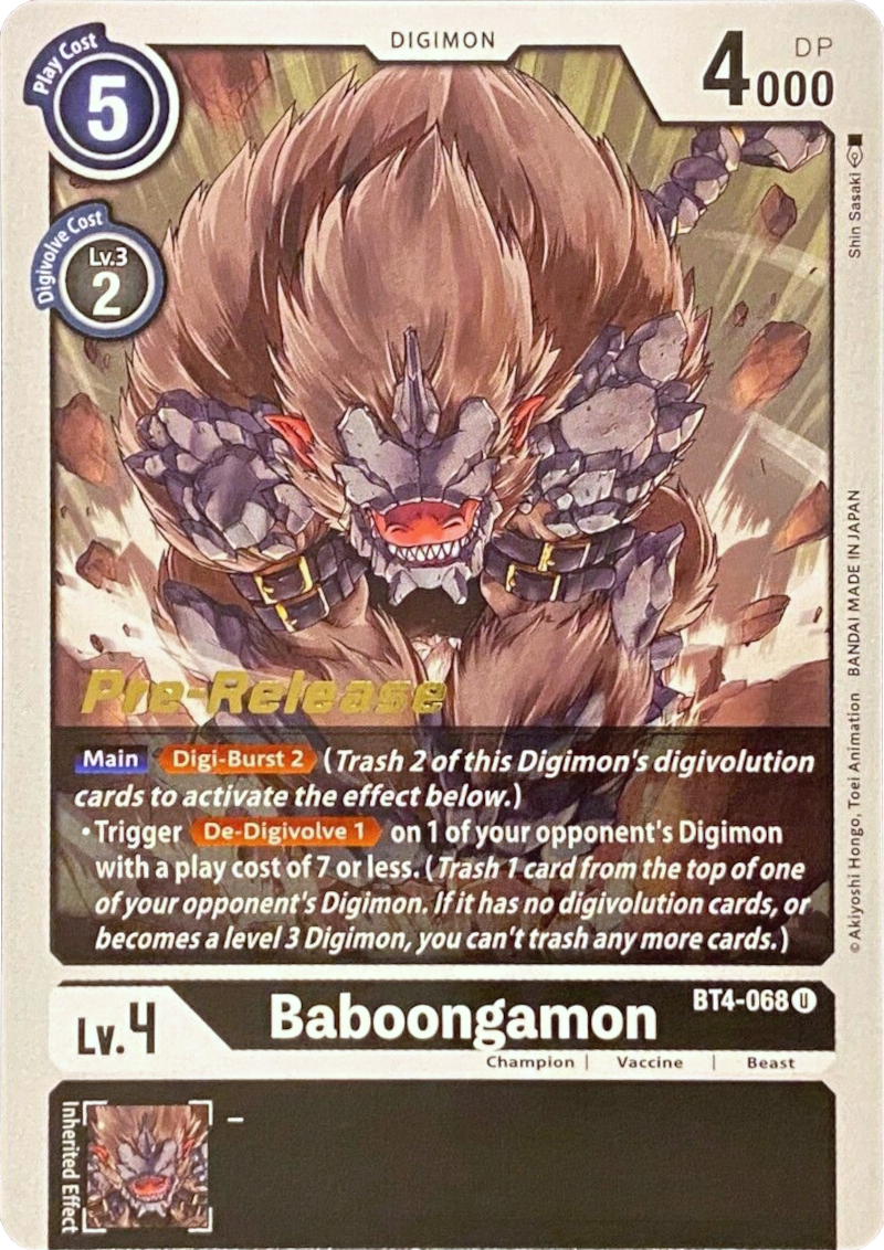 Baboongamon [BT4-068] [Great Legend Pre-Release Promos] | Black Swamp Games