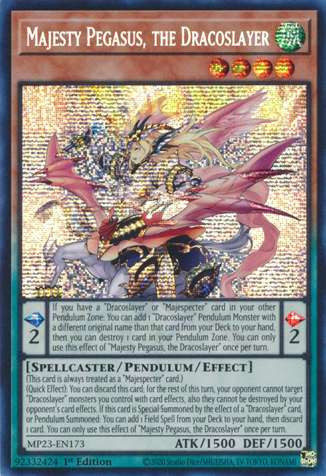 Majesty Pegasus, the Dracoslayer [MP23-EN173] Prismatic Secret Rare | Black Swamp Games