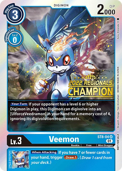 Veemon [ST8-04] (2022 Championship Online Regional) (Online Champion) [Starter Deck: Ulforce Veedramon Promos] | Black Swamp Games