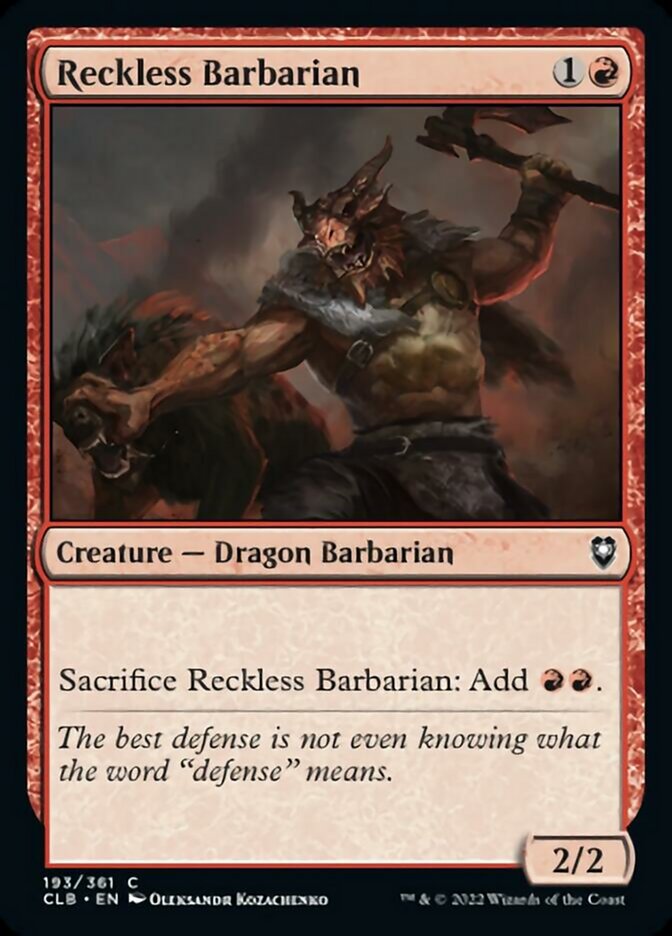 Reckless Barbarian [Commander Legends: Battle for Baldur's Gate] | Black Swamp Games