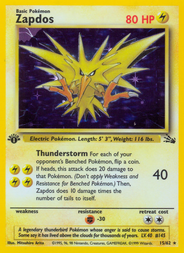 Zapdos (15/62) [Fossil 1st Edition] | Black Swamp Games