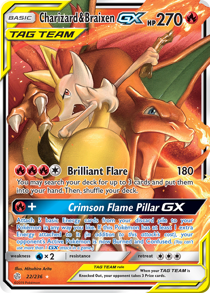 Charizard & Braixen GX (22/236) [Sun & Moon: Cosmic Eclipse] | Black Swamp Games