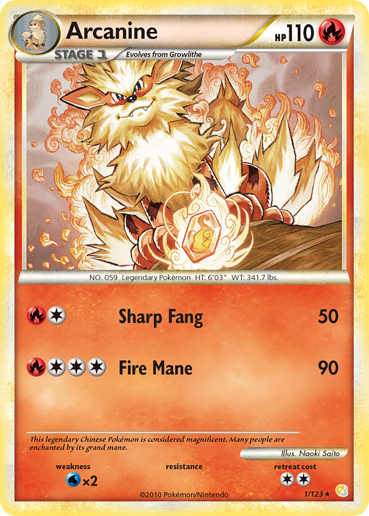 Arcanine (1/123) [HeartGold & SoulSilver: Base Set] | Black Swamp Games