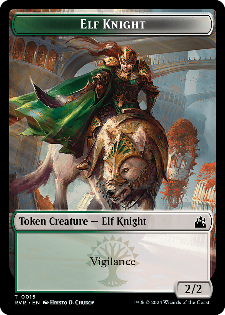 Elf Knight // Zombie Double-Sided Token [Ravnica Remastered Tokens] | Black Swamp Games