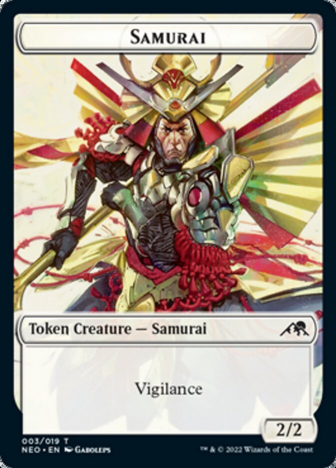 Samurai // Tezzeret, Betrayer of Flesh Emblem Double-sided Token [Kamigawa: Neon Dynasty Tokens] | Black Swamp Games