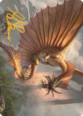 Ancient Gold Dragon Art Card (28) (Gold-Stamped Signature) [Commander Legends: Battle for Baldur's Gate Art Series] | Black Swamp Games