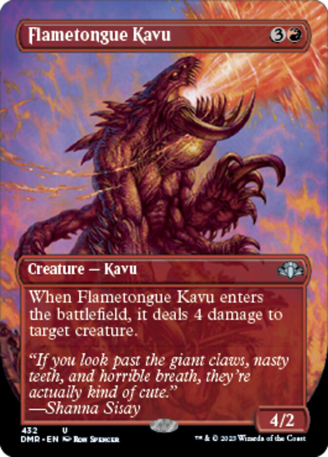 Flametongue Kavu (Borderless Alternate Art) [Dominaria Remastered] | Black Swamp Games