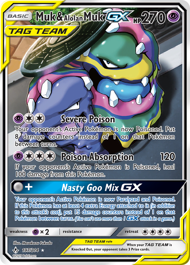 Muk & Alolan Muk GX (197/214) [Sun & Moon: Unbroken Bonds] | Black Swamp Games