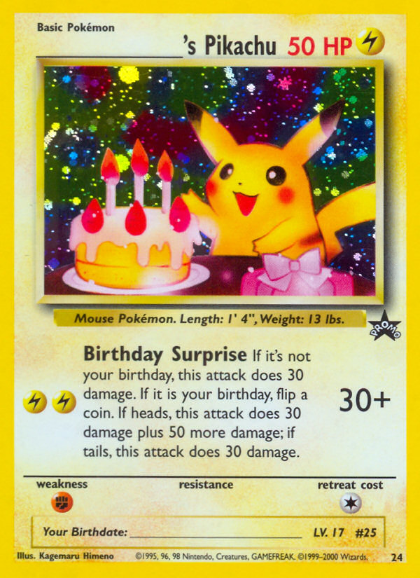 _____'s Pikachu (24) (Birthday Pikachu) [Wizards of the Coast: Black Star Promos] | Black Swamp Games